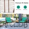 Costway 3PCS Patio Rattan Bistro Set Cushioned Chair Glass Table Deck White\Turquoise